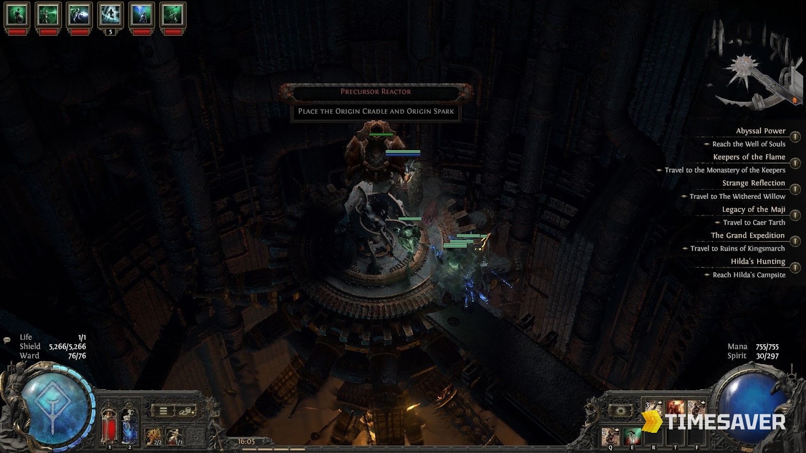 The Precursor Reactor in-game prompt: Place the Origin Cradle and Origin Spark