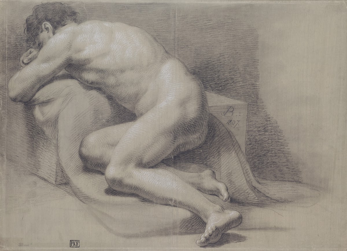 Pololežící akt spícího muže 1807