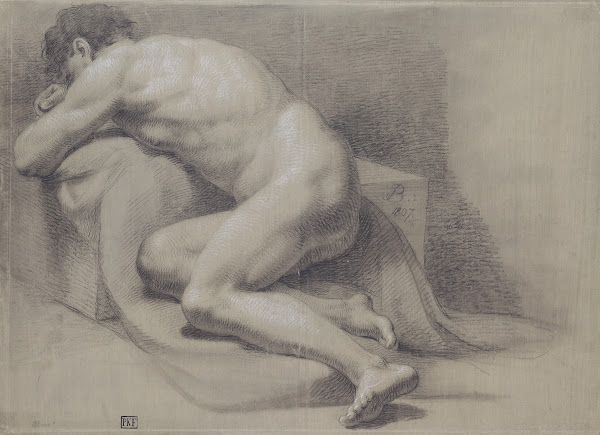 Pololežící akt spícího muže 1807