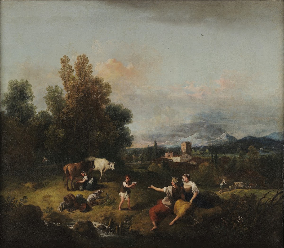 Paesaggio con la mungitura