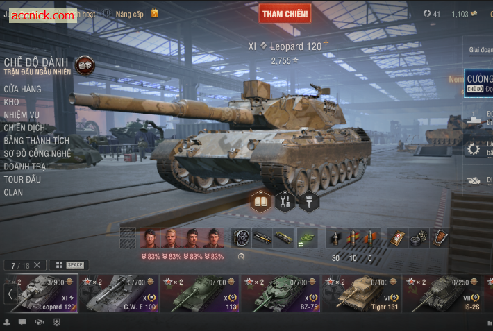 Bán Acc World of Tanks có 1 tank cấp 11 Leopard 120 + 3 Cấp...