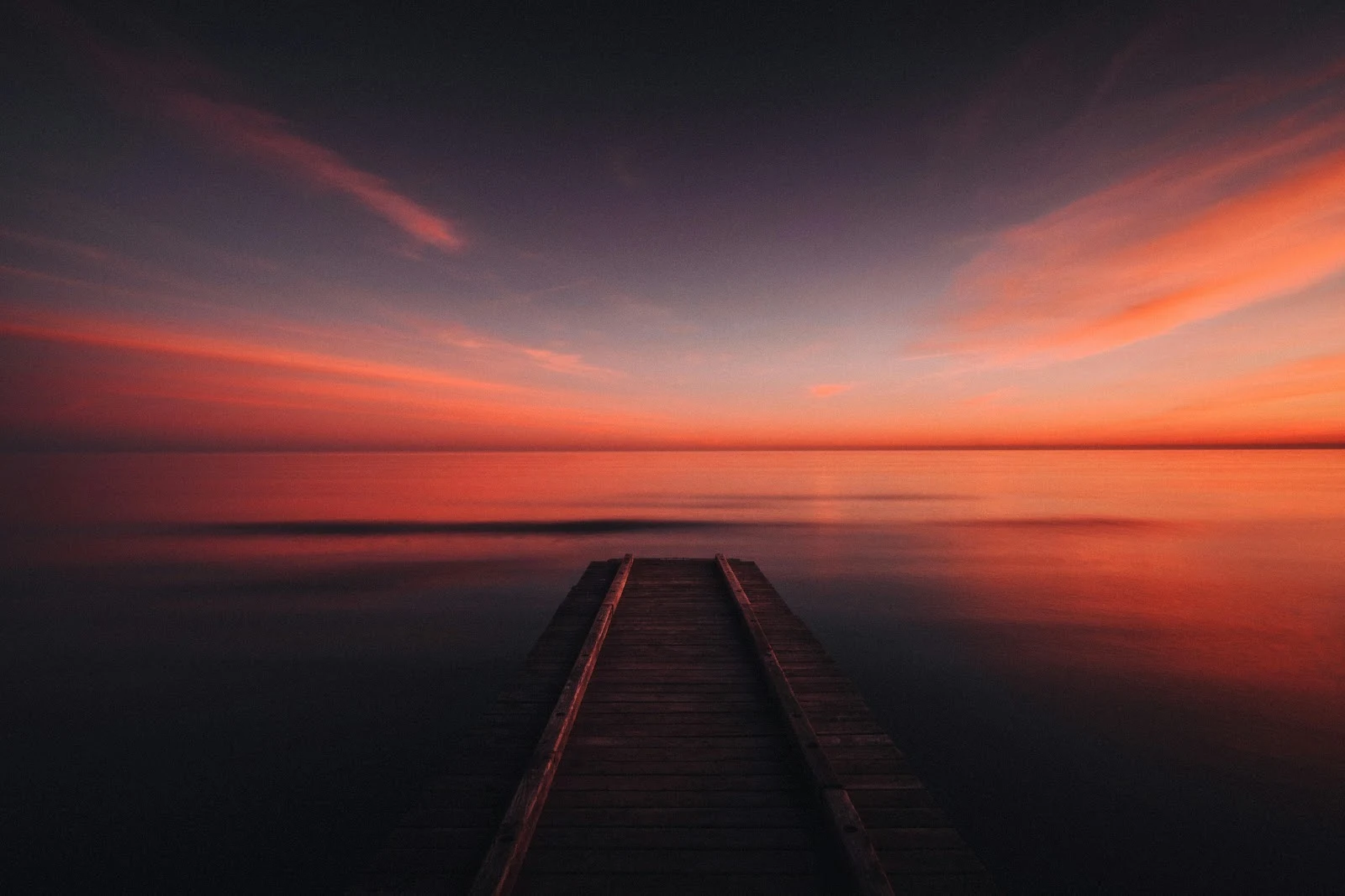 Wooden Pier at Glowing Sunset - Landscape Photography 5K Wallpaper (5910x3940)