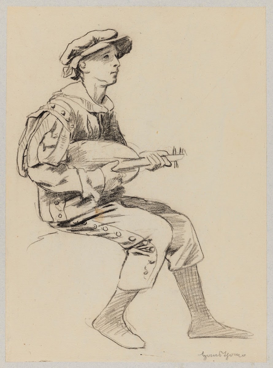 Boy in a Renaissance Costume Playing the Lute 1895