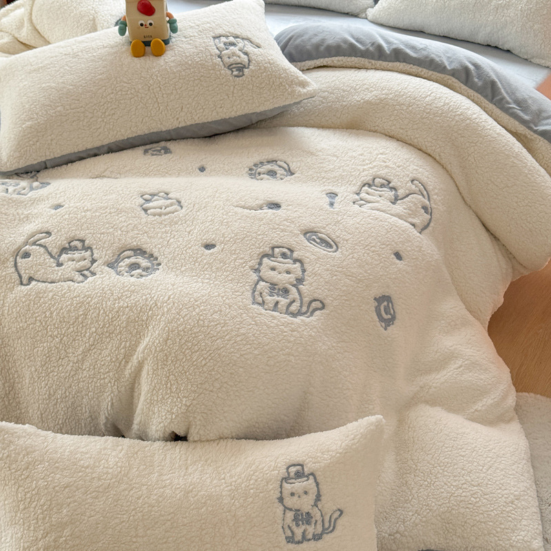 Winter-Bettwäsche-Set aus Milchfaser-Fleece, 4-teilig