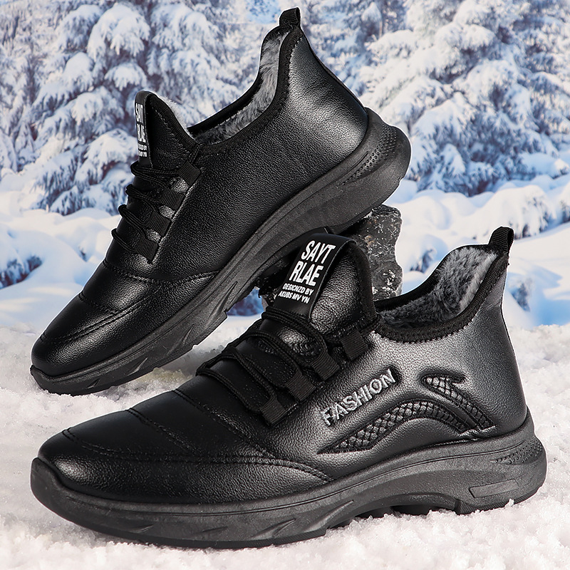 Warm men's winter boots with faux fur lining