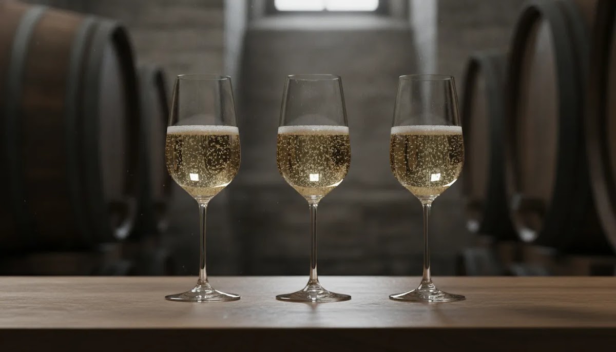 Champagne vs Prosecco difference shown through sparkling wine texture and bubbles in a premium tasting scene