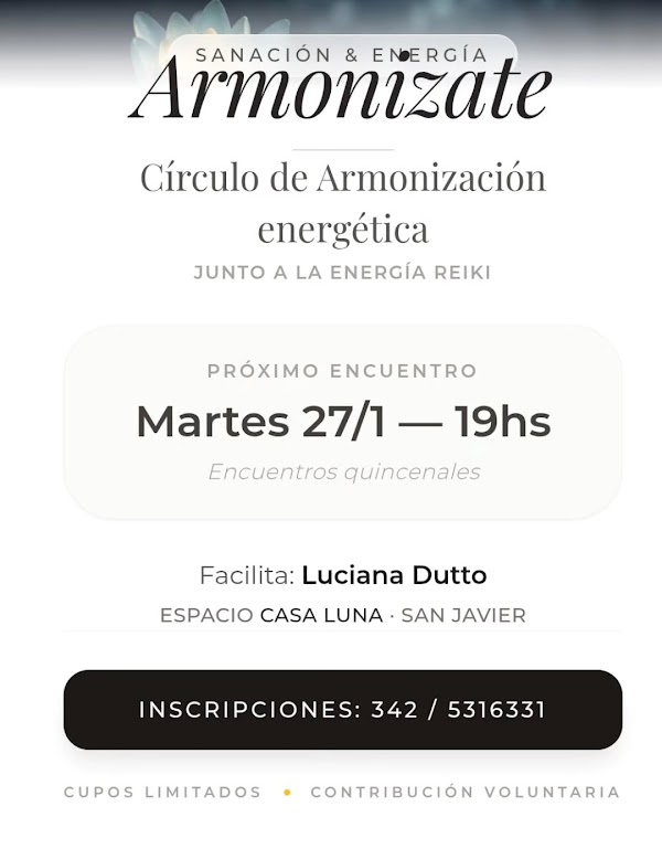 Armonizate: Círculo de Armonización energética