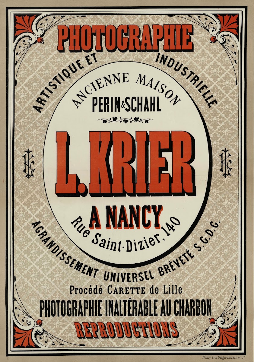 Photographie artistique et industrielle  Ancienne maison Perin  Schahl  L Krier