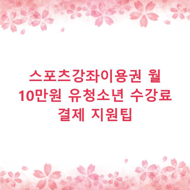스포츠강좌이용권 월 10만원 유청소년 수강료 결제 지원팁