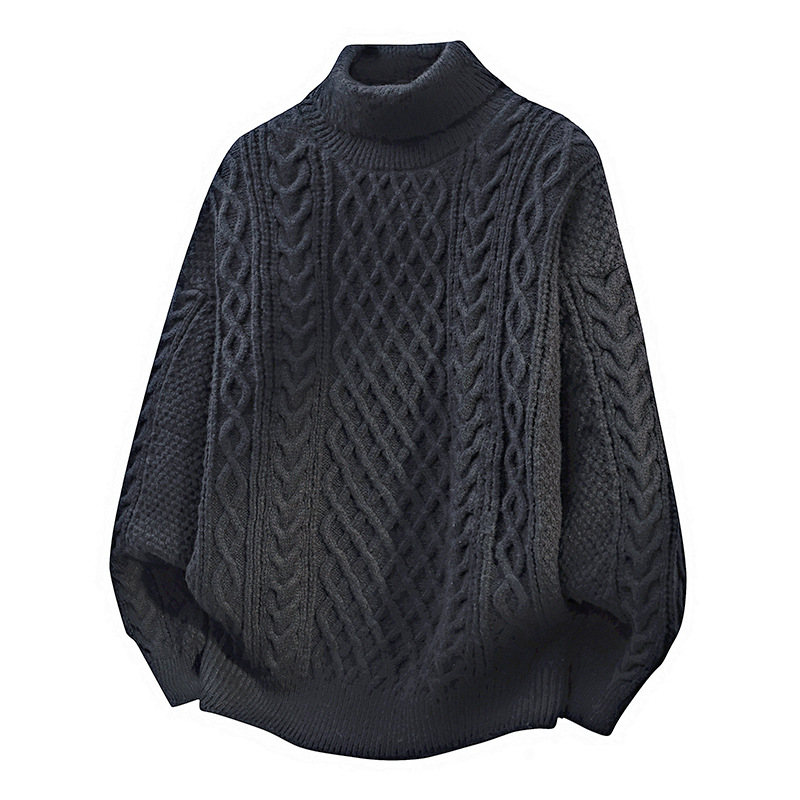 Men's Knitted Sweater with Cable Pattern
