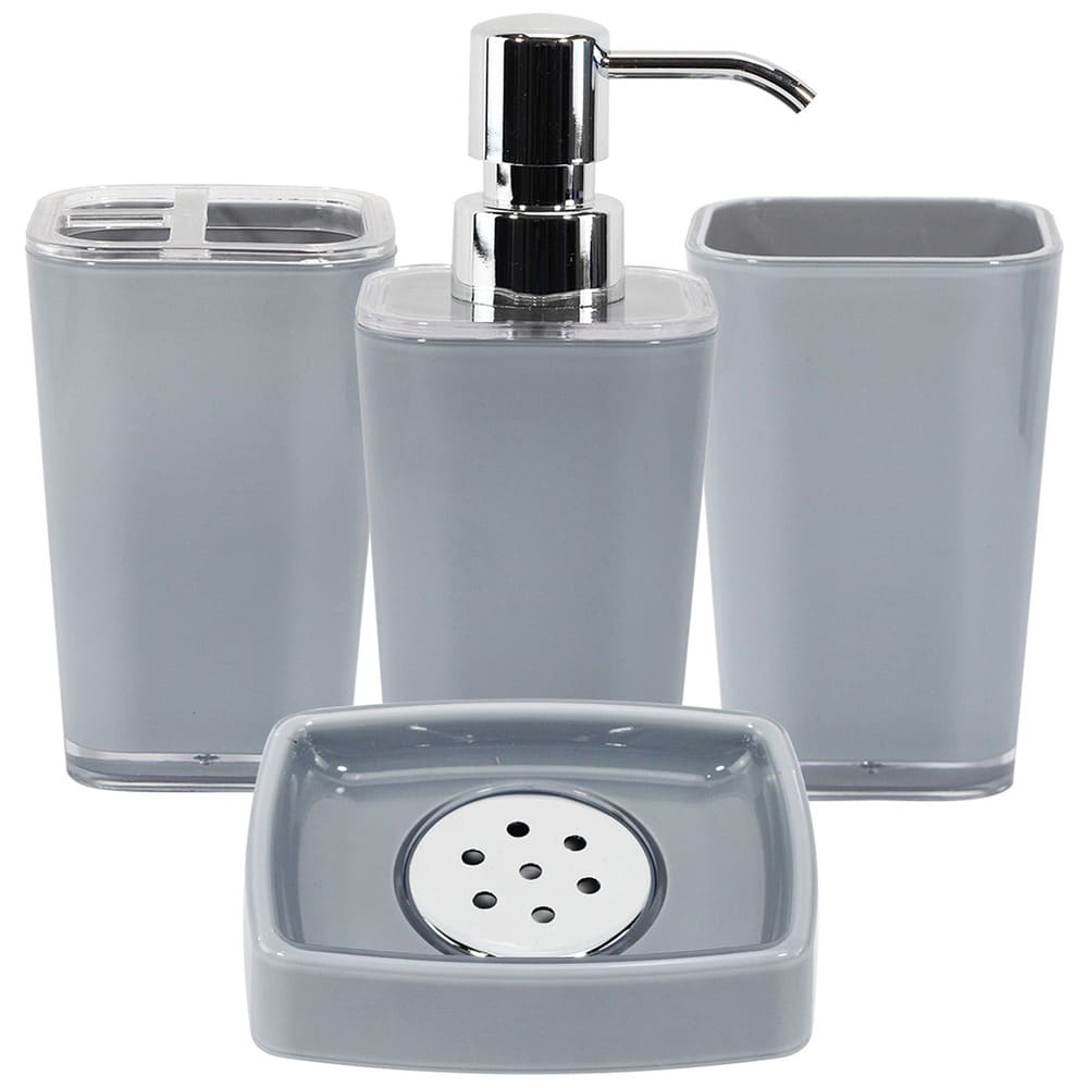 Set de baño de acrílico Distinto™ color gris, 4 piezas