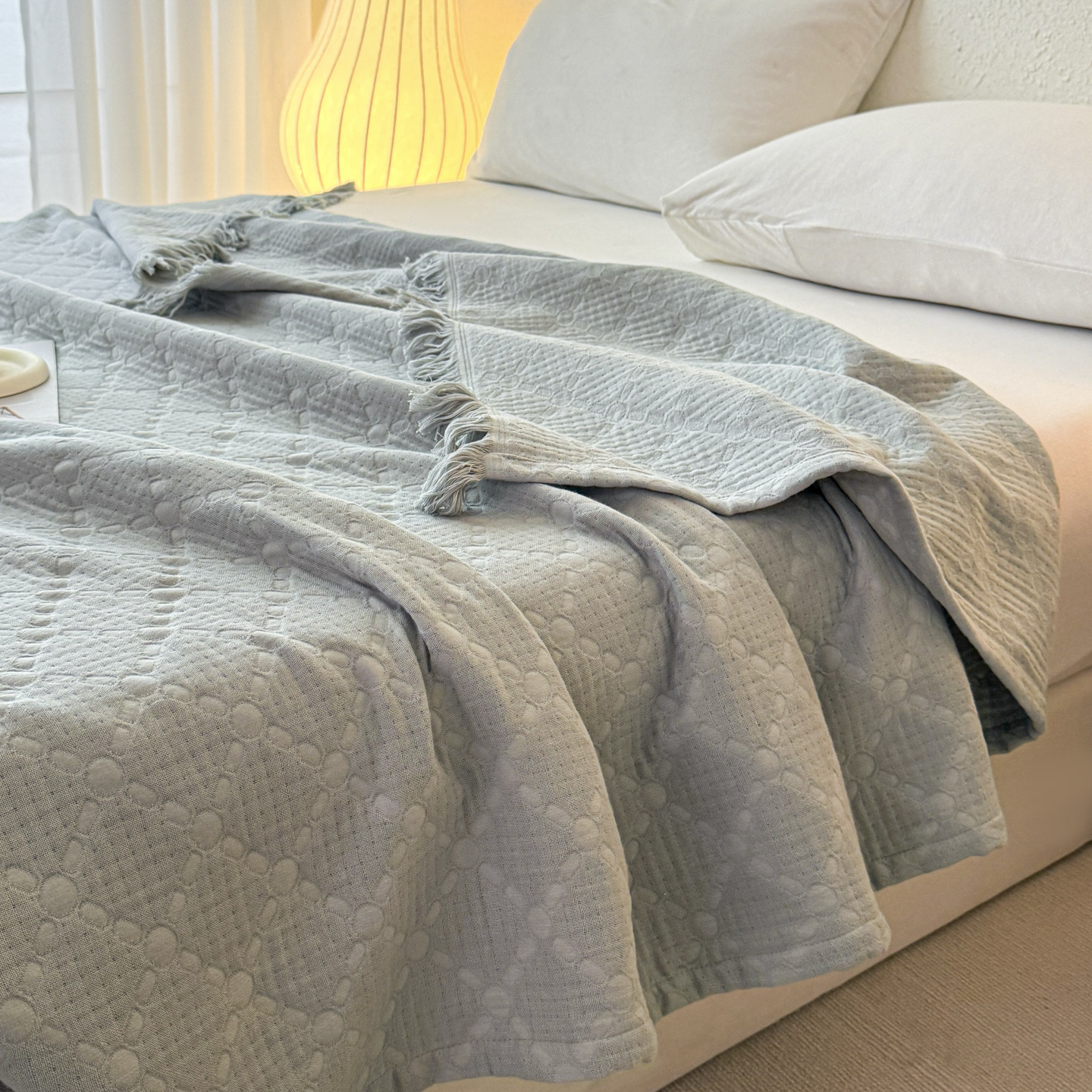 Baumwoll-Gaze-Decke mit Quasten, vielseitig einsetzbar