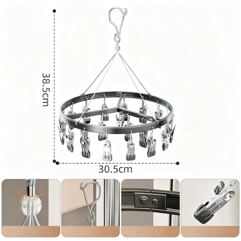Aluminum clothes rack with multiple clips