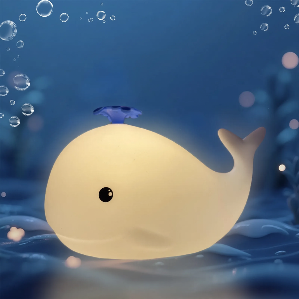 Silicone Tap Light, Whale Design, Rechargeable