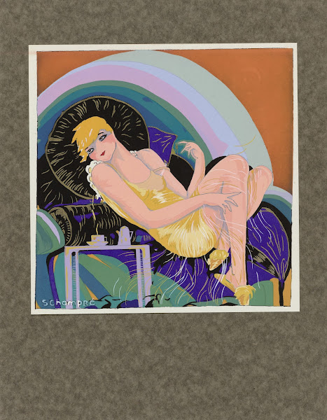 Woman reclining on a couch 1920
