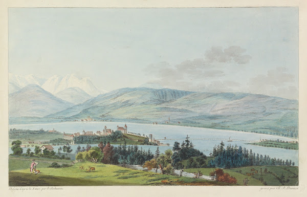 Vuë de la Ville de Rapperswyl au bord du Lac de Zuric