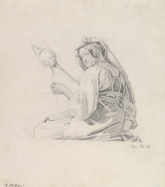 A Seated Woman in Roman Dress Spinning early 19thlate 19th century