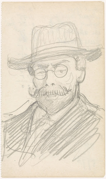 Portret van een heer met hoed en bril 1869   1925