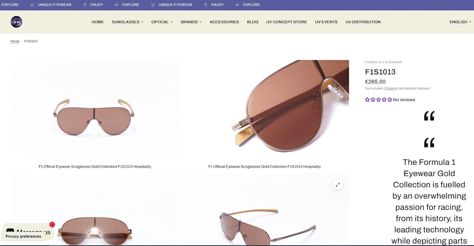 Kính râm Formula 1 F1S1004 Eyewear Red Collection