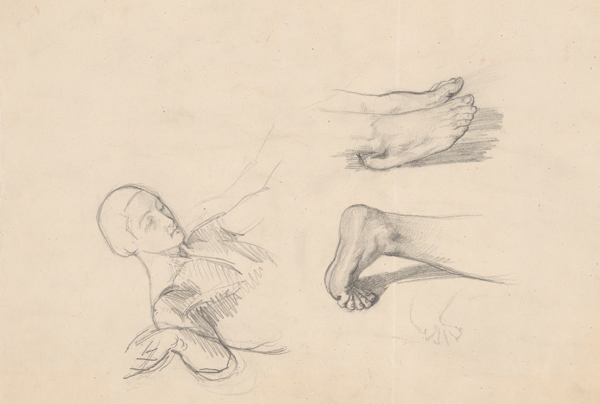 Studies of feet of Nicodemus and Christ to the painting Entombment 1850