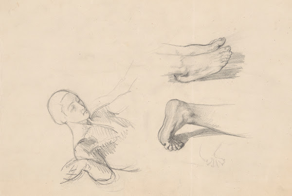 Studies of feet of Nicodemus and Christ to the painting Entombment 1850