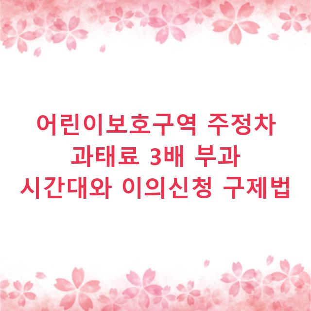 어린이보호구역 주정차 과태료 3배 부과 시간대와 이의신청 구제법