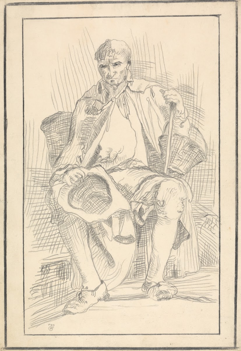 Seated Man with Hat and Basket