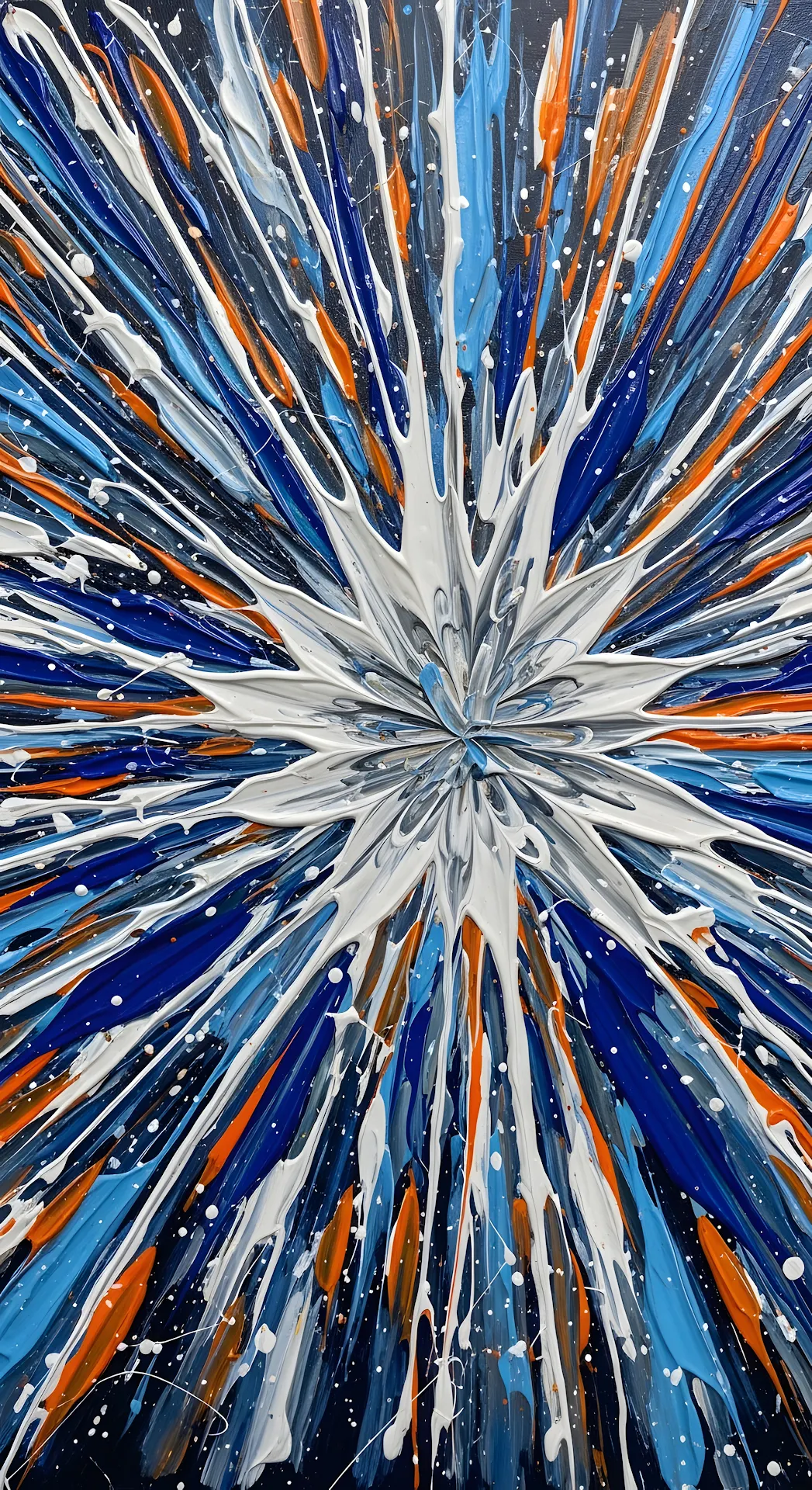 Dynamic Radial Abstract Painting Blue Orange White Texture - Free 4K mobile Wallpaper