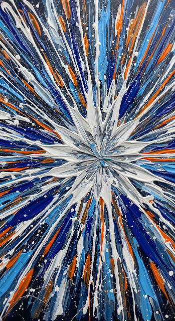 Dynamic Radial Abstract Painting Blue Orange White Texture - Free mobile Wallpaper