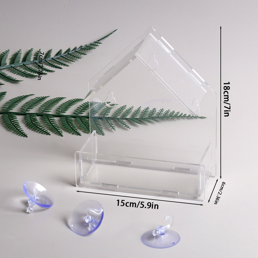 Transparenter Acryl-Vogel-Futterspender mit Saugnapf