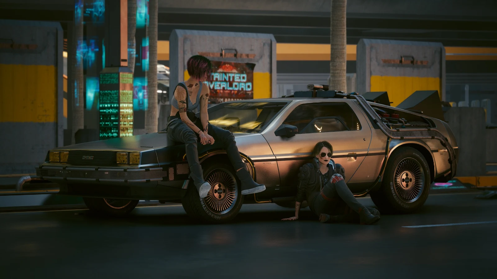 Cyberpunk, Delorean, Futuristic, Girls Full HD Wallpaper Background (1920x1080)