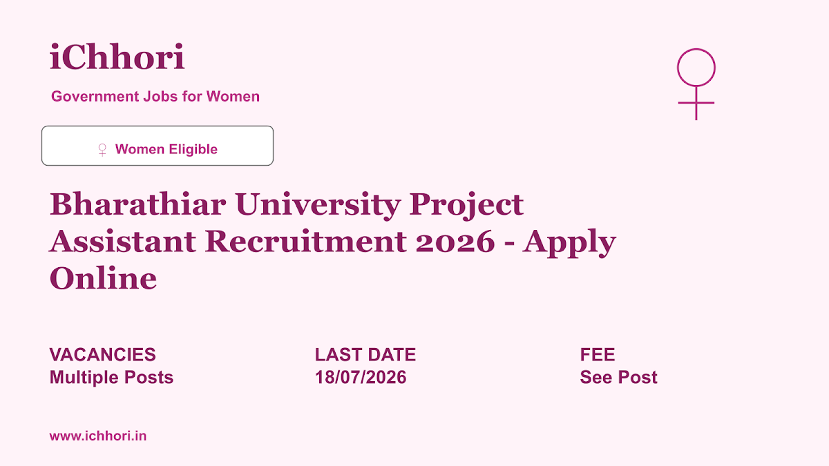 Bharathiar University Project Assistant Recruitment 2026 - Apply Online - iChhori