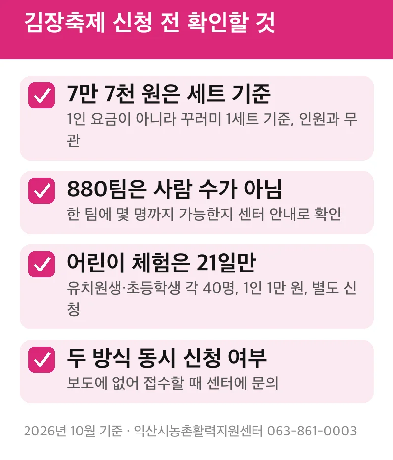 김장축제 신청 전 확인할 것