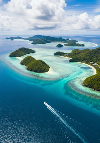 Aerial View of Tropical Island Archipelago