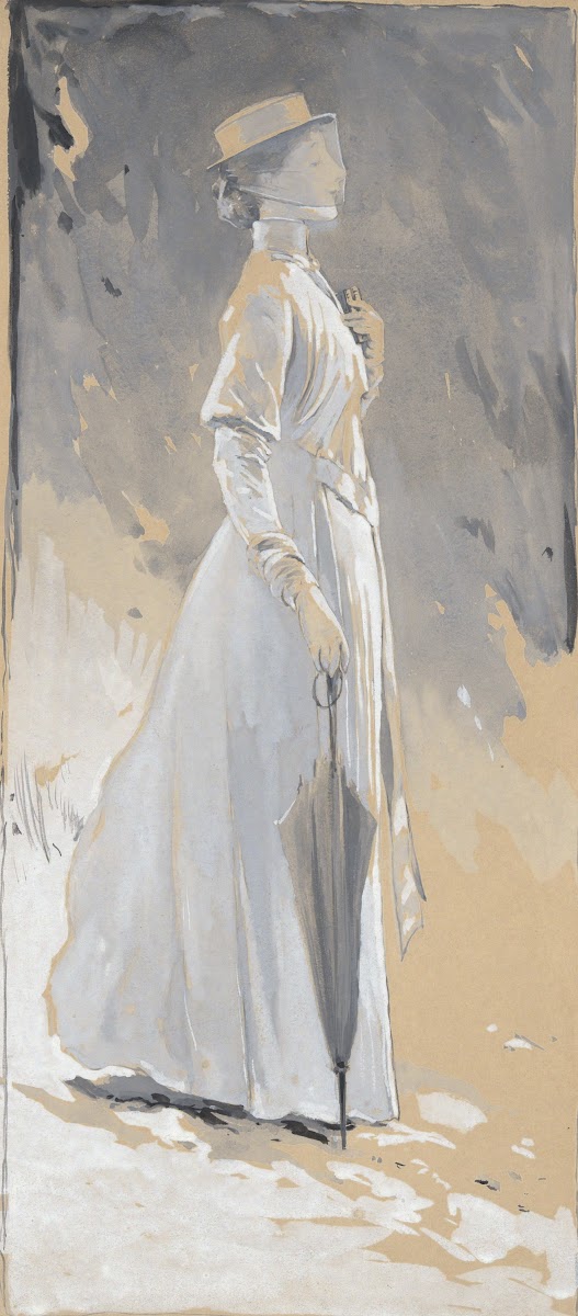 Young woman in white Miss Cynthia  Illustration for The House withCross
