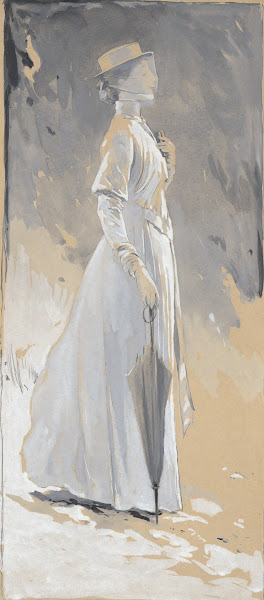 Young woman in white Miss Cynthia  Illustration for The House withCross