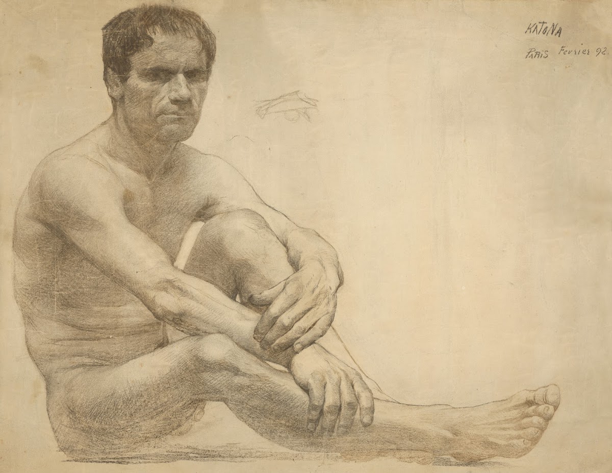 Study of a sitting male nude