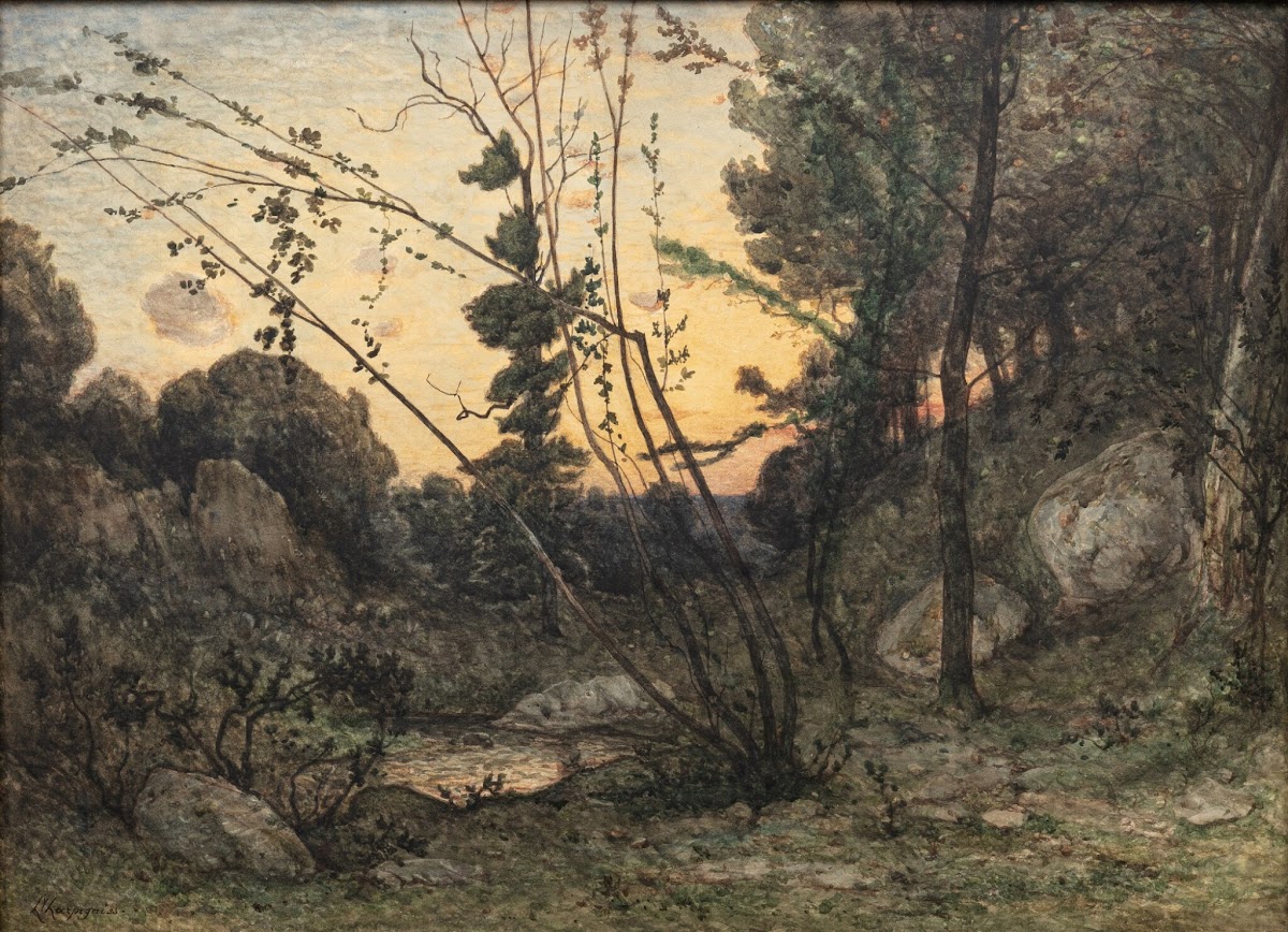 A clearing at sunset