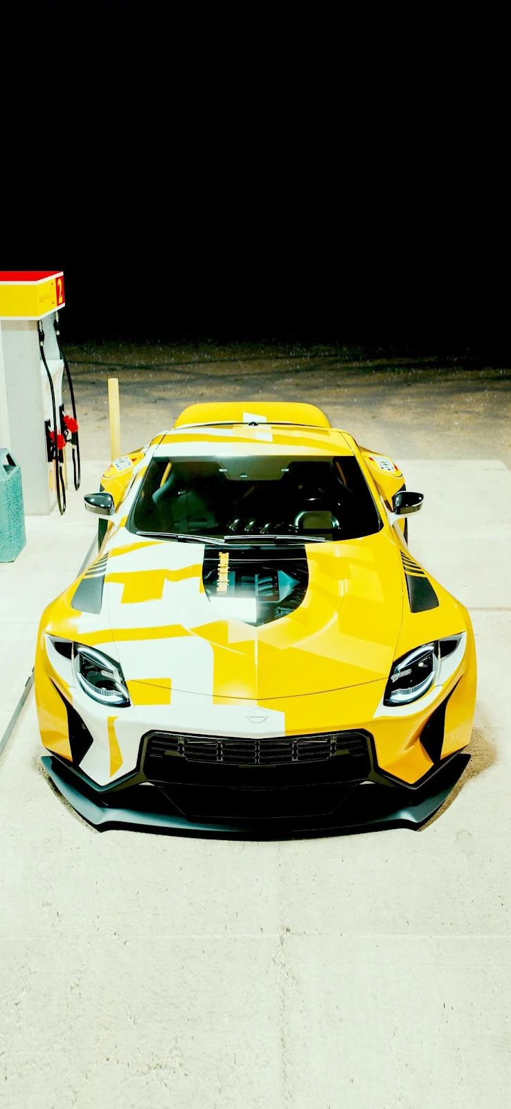 Yellow Nissan Z At Night - Automotive Photography Full HD iPhone Wallpaper (1131x2452)