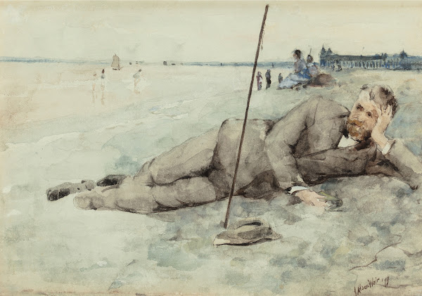 Man Reclining on a Beach 1879
