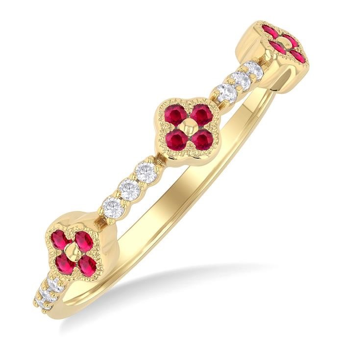 Clover Gemstone & Diamond Ring 41688DHTSRBYG