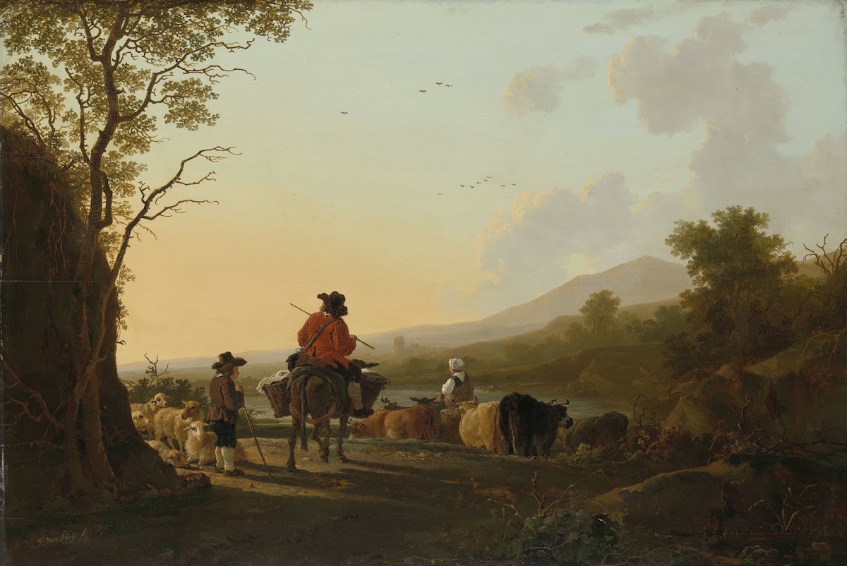 Landscape with Cattle Driver and Shepherd c 1780   c 1785