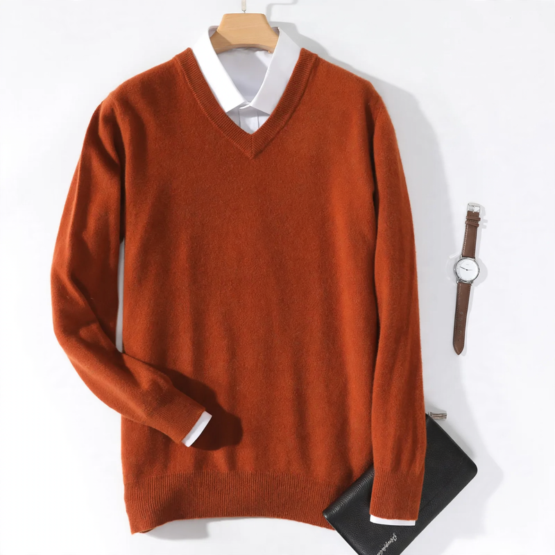 Men's Wool Sweater with V-Neck