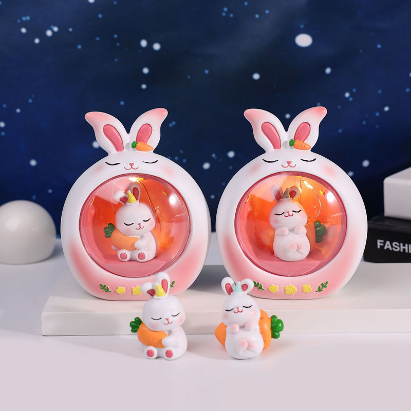 Niedliche Hasen-Nachtlampe mit Sternen-Design