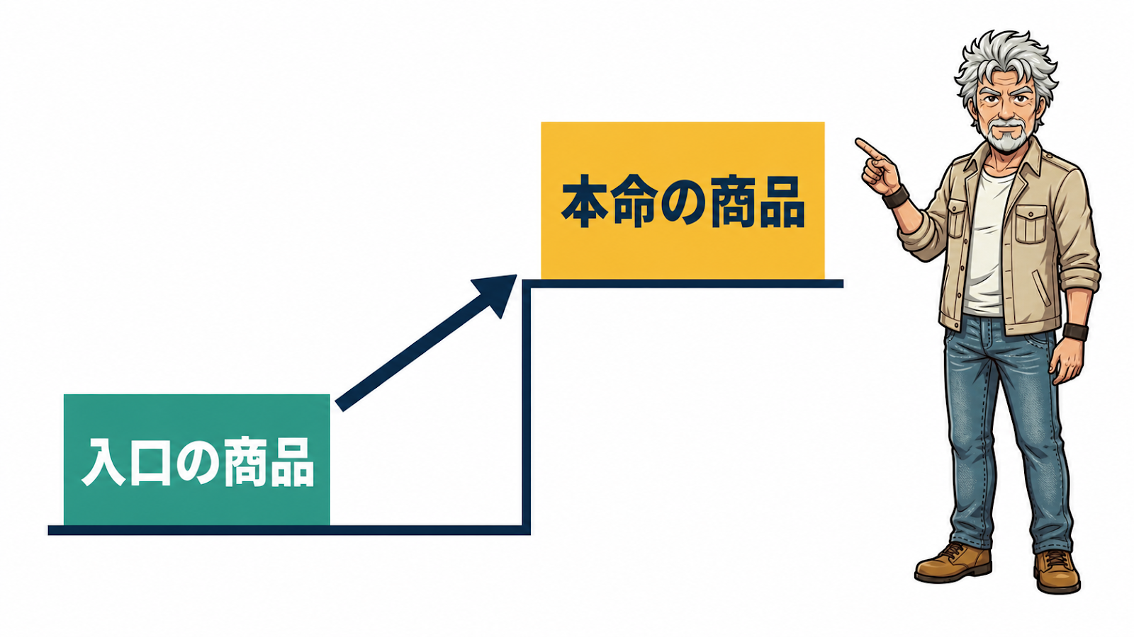 入口の商品から本命の高単価バックエンド商品へつなぐ2段構成