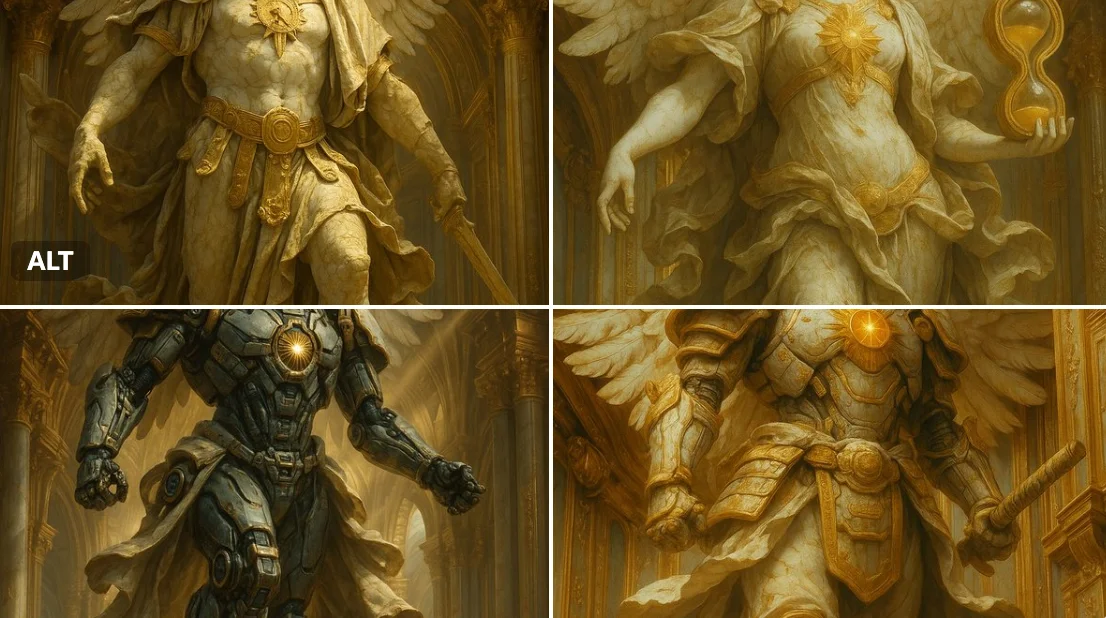 Estatua colosal de mármol, Majestad Divina, estilo barroco.