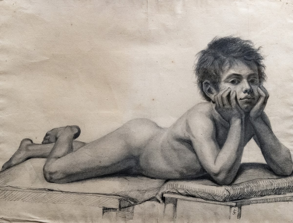 Child lying on stomach