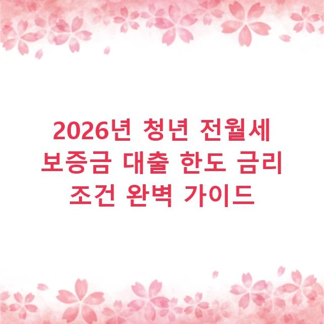 2026년 청년 전월세 보증금 대출 한도 금리 조건 완벽 가이드