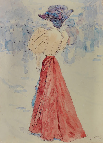 Elégante à la jupe rouge 1890 1900