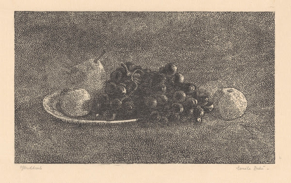Schaal met druiven en ander fruit 20th century